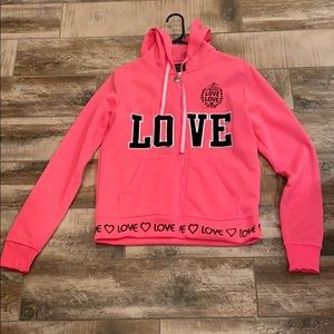 LOVE zip up jacket, NWOT